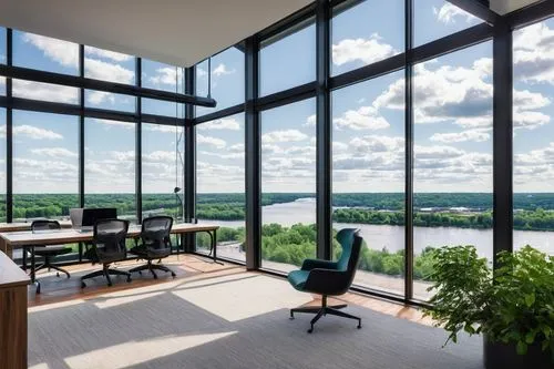 modern office,oticon,steelcase,penthouses,the observation deck,bridgepoint,observation deck,daylighting,creative office,glass wall,mahtomedi,lattice windows,oconomowoc,offices,observation tower,structural glass,glaziers,glass panes,big window,boardroom,Illustration,Black and White,Black and White 12