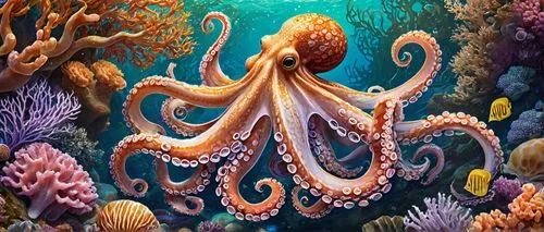 octopus,fun octopus,under sea,cephalopod,octopus tentacles,tentacles,sea-life,pink octopus,cephalopods,cnidaria,under the sea,kraken,coral guardian,cnidarian,sea creatures,undersea,deep sea,sea animal,nautilus,giant pacific octopus,Illustration,Retro,Retro 13