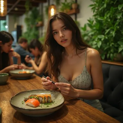 sushi,vietnamese,dining,woman at cafe,yokthai,sushi japan,thai food,polina,japanese restaurant,thai cuisine,foodie,foodgoddess,eat thai,vietnamese food,woman eating apple,vietnamese cuisine,helios 44m7,seminyak,mezze,tapas