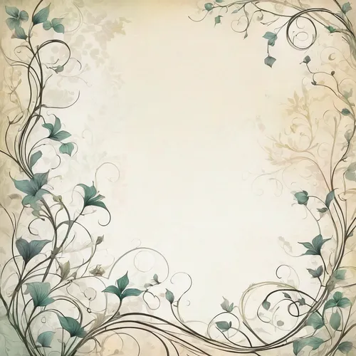 Devise an elegant floral background with muted colors and delicate vines.,japanese floral background,watercolor floral background,art nouveau frame,antique background,floral digital background,art nou