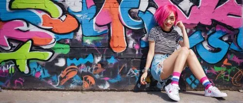 graffiti,grunge,pink shoes,fashionable girl,stripped leggings,striped socks,tie dye,color wall,colorful,concrete background,colorful background,skater,vans,long legs,street fashion,sneakers,neon colors,striped background,fashion girl,artistic roller skating,Photography,Fashion Photography,Fashion Photography 18