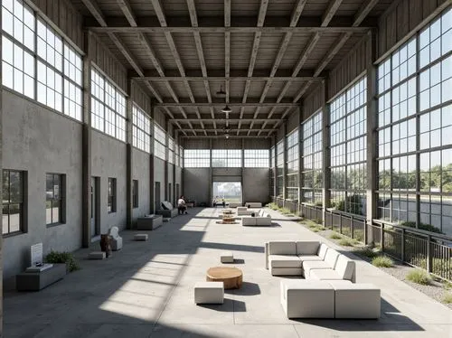 minotti,factory hall,industrial hall,industrial building,dogpatch,warehouse,snohetta,empty factory,usine,associati,loft,packinghouse,vitra,daylighting,modern office,concrete ceiling,lofts,epfl,fabrika,revit