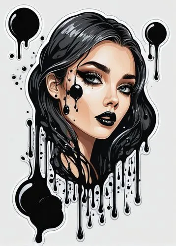 vector illustration,zodiac sign gemini,vector graphic,vector art,goth woman,zodiac sign libra,drips,goth like,fashion vector,edit icon,gemini,goth,rockabella,splatter,kali,zodiac sign leo,digital art,goth subculture,vector design,soundcloud icon,Unique,Design,Sticker