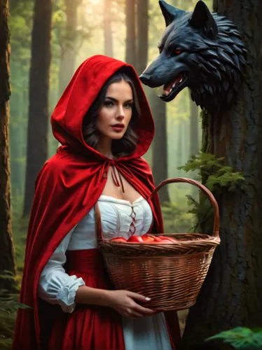 red riding hood,little red riding hood,red coat,fantasy picture,fairy tale character,fairy tale icons,queen of hearts,fantasy art,fantasy portrait,fantasy woman,fairy tales,red tunic,lady in red,red c