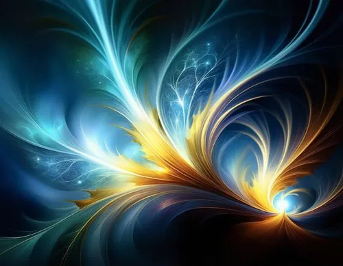 amazing fractal,the art of swirling blue, yellow and white swirls,apophysis,fractal art,light fractal,sunburst background,abstract background,chrysanthemum background,Illustration,Realistic Fantasy,Re