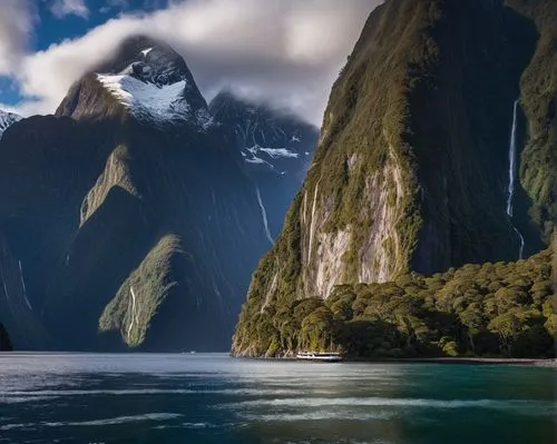 Milford Sound Fjord, New Zealand
,milford sound,new zealand,south island,north island,mountain and sea,nz,fjord,tasmania,giant mountains,nordland,james bond island,newzealand nzd,mountainous landforms