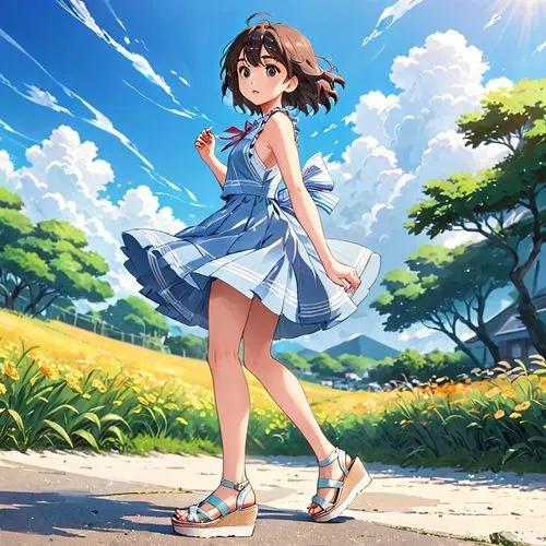 kumiko,summer background,onodera,summer day,springtime background,euphonious,euphonium,walking in a spring,himawari,ushio,yanmei,megumi,summer sky,tianyi,spring background,hikari,nouaimi,himuto,blue sky,tsugumi,Anime,Anime,Realistic