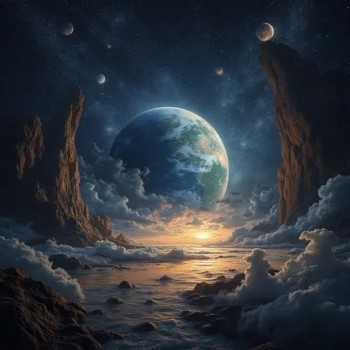 lunar landscape,earth rise,world digital painting,fantasy picture,moonscapes,moon and star background,fantasy landscape,moonscape,phase of the moon,moon at night,alien planet,moonesinghe,dream world,hanging moon,earthlike,alien world,dreamscape,3d background,gibbous,herfstanemoon