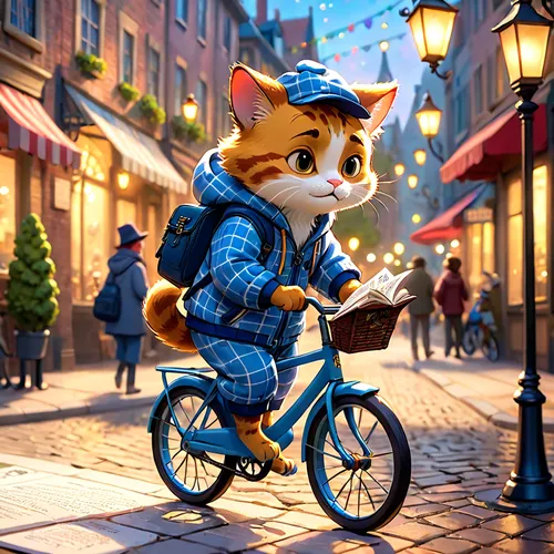 biking,city bike,cycling,bicycling,bicycle,cute cartoon character,bicycle ride,cute cartoon image,street cat,bicycle riding,bicycle mechanic,cyclist,cartoon cat,bike ride,scooter riding,bike,biker,anthropomorphized animals,bicycles,bike city,Anime,Anime,Cartoon