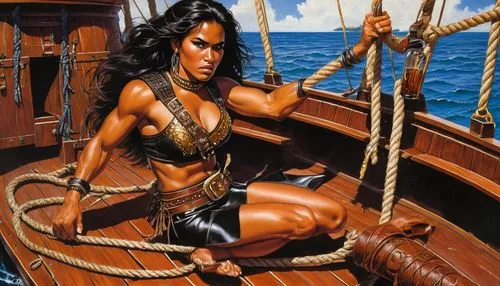 hinemoa,yachtswoman,themyscira,zenobia,polynesian girl,figurehead,Illustration,American Style,American Style 07