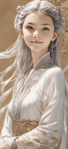 white rose snow queen,galadriel,kunqu,white lady,sand rose,daenerys,saom,the snow queen,targaryen,thingol,yiwen,sandweiss,noldor,margaery,elenore,sanxia,amihan,deirdre,margairaz,hanfu,Digital Art,Ink Drawing