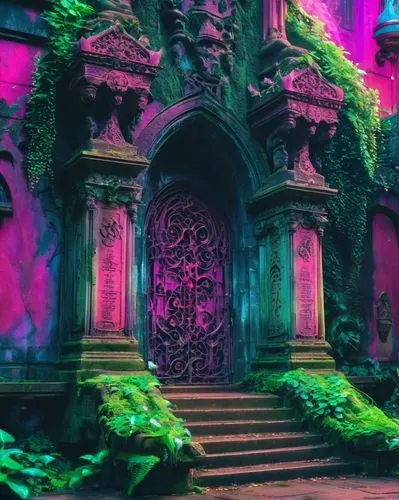 ruin,ruins,haunted cathedral,neon ghosts,sanctum,mausoleum ruins,labyrinthian,lair,crypts,castlevania,ghost castle,abandoned place,lost place,hall of the fallen,witch's house,portal,odditorium,baroque,mausolea,3d fantasy,Conceptual Art,Sci-Fi,Sci-Fi 28