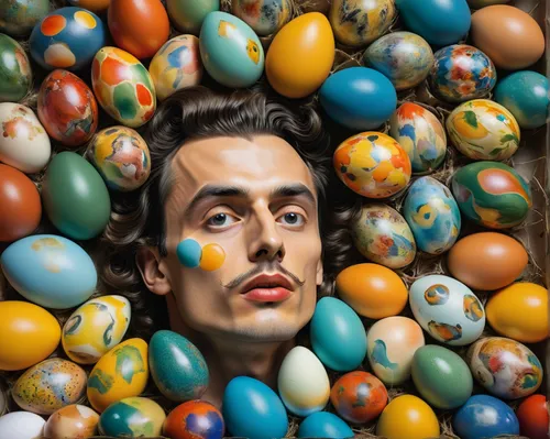 dali,el salvador dali,painted eggs,painting easter egg,ball pit,painting eggs,candy eggs,bombay mix,plastic arts,egg face,drug icon,smarties,farro,broken eggs,big marbles,painted eggshell,linkedin icon,lots of eggs,candy boy,easter eggs,Illustration,Abstract Fantasy,Abstract Fantasy 16