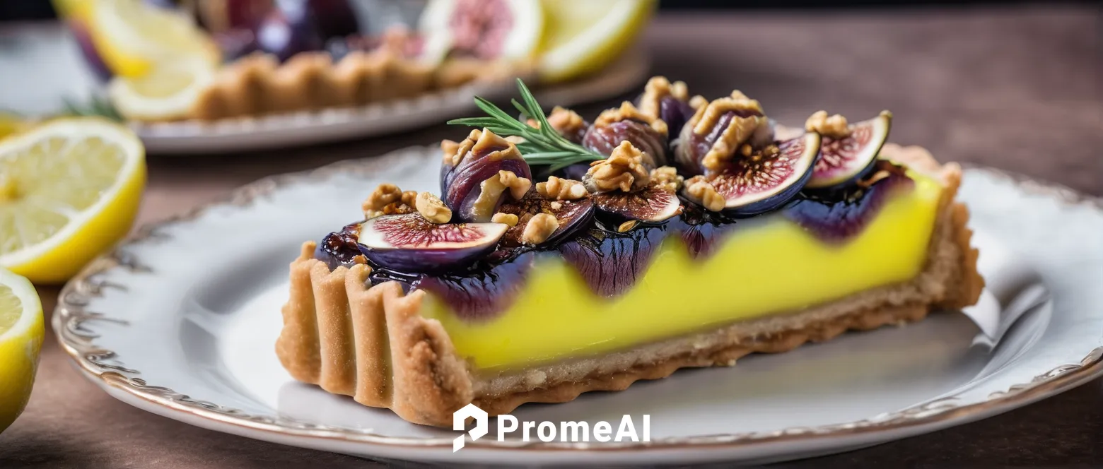 Limoncello fig tart with walnut and rosemary crust,quark tart,custard tart,dobos torte,boston cream pie,cheese cake,citrus cake,cheesecake,torte,lemon slice,mandarin cake,food photography,cream cheese