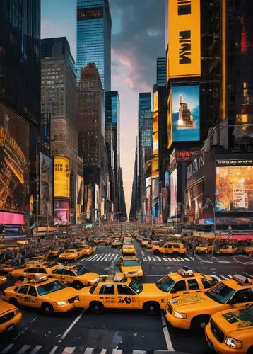 time square,new york taxi,new york streets,taxicabs,times square,new york,newyork,cityscapes,colorful city,yellow taxi,megacities,manhattan,city scape,nyclu,taxis,taxicab,taxi stand,city highway,carnogursky,nytr,Illustration,Realistic Fantasy,Realistic Fantasy 05