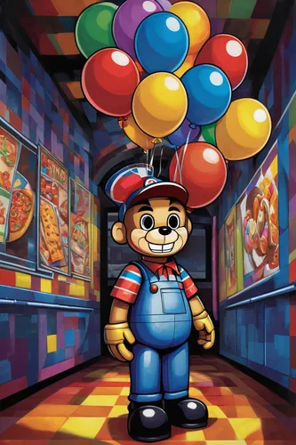 3d teddy,toy store,scandia bear,happy birthday balloons,game illustration,balloon head,gumball machine,adventure game,children's background,cartoon video game background,captive balloon,super mario,teddy-bear,mario,plush bear,jigsaw puzzle,balloon,teddy,left hand bear,arcade games,Art,Artistic Painting,Artistic Painting 45