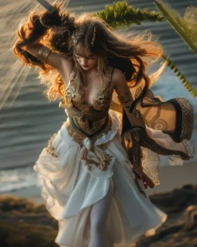 celtic queen,celtic woman,wind warrior,moana,fantasy woman,the wind from the sea,warrior woman,hula,the enchantress,sorceress,fantasy picture,rusalka,wind wave,dancer,belly dance,artemisia,windy,littl