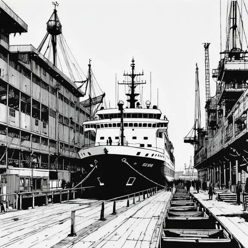 star line art,drydock,drydocks,fincantieri,shipyards,ship yard,shipbuilding,dockyards,cammell,navantia,shipbuilder,arnold maersk,dockyard,dockage,werft,drydocking,shipyard,ss rotterdam,noordam,berthed,Illustration,Paper based,Paper Based 12