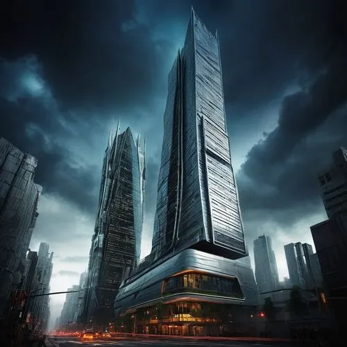 barad,gotham,the skyscraper,lexcorp,oscorp,skyscraping,skyscraper,supertall,coldharbour,skycraper,cybercity,highrises,coruscant,arcology,arkham,weyland,futuristic architecture,black city,skylstad,gothams,Illustration,Abstract Fantasy,Abstract Fantasy 01