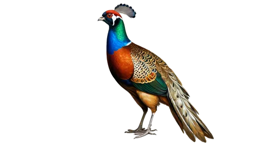 Male pheasant, vibrant feathers, iridescent plumage, green head, red wattle, golden brown body, long tail, standing posture, proud expression, detailed eye, bushy eyebrows, rustic setting, natural lig