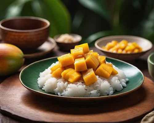 mango sticky rice,lemon rice,steamed rice,mango pudding,thai dessert,sticky rice,nata de coco,bánh ướt,coconut cubes,glutinous rice,hawaiian food,bánh tẻ,jasmine rice,mystic light food photography,mango,bánh xèo,mandarin sundae,food photography,sancocho,mandarin cake,Photography,General,Commercial