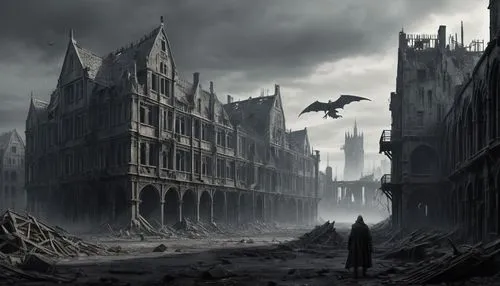 ravenloft,osgiliath,destroyed city,morgul,imperialis,willink,castle of the corvin,undercity,darktown,hall of the fallen,black city,haunted cathedral,gothic style,gothic,tirith,post-apocalyptic landscape,gothams,orthanc,scarcities,malefic,Conceptual Art,Fantasy,Fantasy 33