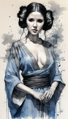 leia,padme,organa,amidala,geisha,geisha girl,Illustration,Paper based,Paper Based 30