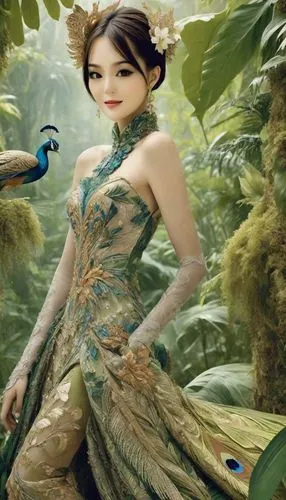 fairy peacock,fairie,faerie,cheongsam,faery,oriental princess