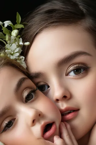 retouching,retouch,child portrait,doll looking in mirror,doll's facial features,little girls,natural cosmetic,little boy and girl,image manipulation,children's eyes,digital painting,little girl and mother,eyes makeup,photoshop manipulation,natural cosmetics,vintage makeup,photo painting,children girls,image editing,two girls