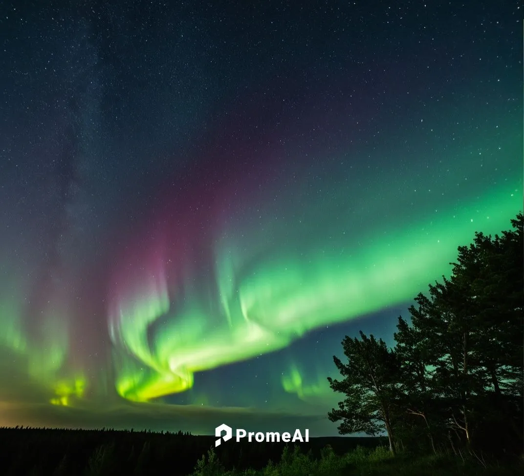 Aurora Borealis outside my front door
add a witch flying on her broom to earth,the night sky with a green aurora bore,auroras,northen lights,green aurora,aurorae,aurora,norther lights,Photography,Gene