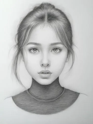 一位女生，衬衫,a drawing of a 's face and shoulders,girl drawing,girl portrait,graphite,portrait of a girl,pencil and paper,charcoal pencil,Illustration,Black and White,Black and White 30