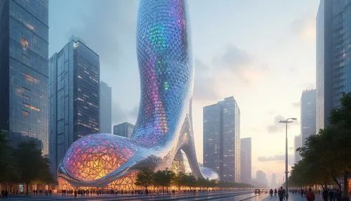 futuristic architecture,guangzhou,heatherwick,chengdu,soumaya,the energy tower,futuristic art museum,shenzen,zeil,hongdan center,glass building,eurotower,tianjin,glass facade,soumaya museum,changzhou,hangzhou,shenzhen,zhengzhou,songdo,Photography,General,Realistic