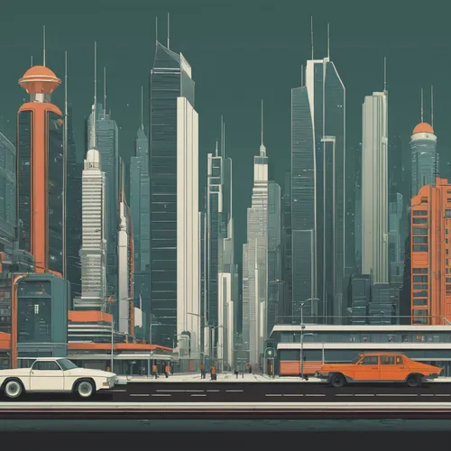 shanghai,futuristic landscape,city blocks,cities,city cities,cityscape,metropolis,gulf,tall buildings,skyline,urbanization,metropolises,city scape,city buildings,industrial landscape,city highway,urban towers,futuristic architecture,dubai,sci fiction illustration,Illustration,Japanese style,Japanese Style 08