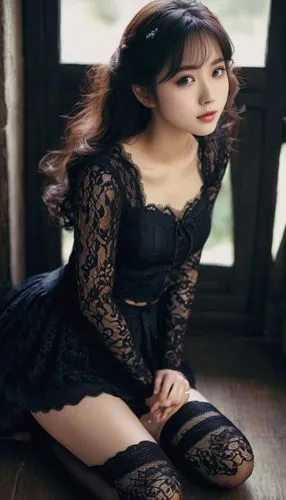 gothic dress,dress doll,black and lace,gothic woman,japanese doll,doll dress,gothic style,cheongsam,corsetry,hitomi,vintage doll,female doll,vintage dress,suzy,vintage lace,jurata,boram,black color,yangzi,victorian lady,Illustration,Japanese style,Japanese Style 11