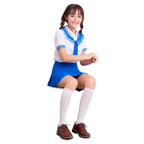 school uniform,sports uniform,cheerleading uniform,school skirt,primary school student,schoolgirl,nurse uniform,a uniform,japanese idol,school clothes,anime japanese clothing,girl on a white background,azusa nakano k-on,honmei choco,uniform,maimi fl,sujeonggwa,girl sitting,martial arts uniform,female doll,Illustration,Black and White,Black and White 21