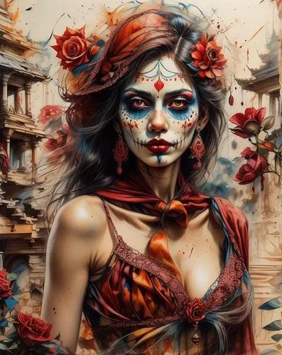 la catrina,viveros,la calavera catrina,fantasy art,ashkali,catrina calavera,bodypainting,voodoo woman,day of the dead,flamenca,rasputina,days of the dead,persephone,body painting,planescape,painted lady,dia de los muertos,fantasy portrait,masquerade,bodypaint