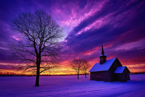 snow landscape,purple landscape,winter landscape,vermont,splendid colors,snowy landscape,christmas landscape,the second sunday of advent,wooden church,the third sunday of advent,glory of the snow,black church,the first sunday of advent,winter background,beautiful landscape,winter magic,landscapes beautiful,holy place,church faith,new england,Conceptual Art,Oil color,Oil Color 03