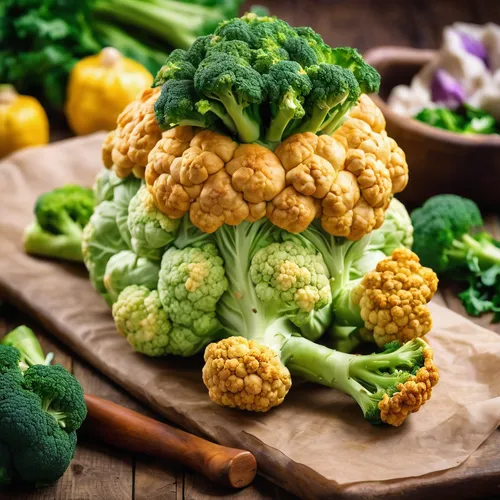 Cauliflower or broccoli baked in herbal dough,romanesca cauliflower,cruciferous vegetables,cauliflower,brocoli broccolli,fried cauliflower,romanesco,green dragon vegetable,broccoflower,colorful vegeta