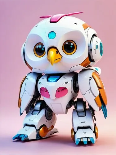 soft robot,minibot,mascotech,kawaii owl,aibo,3d model,Illustration,Japanese style,Japanese Style 01