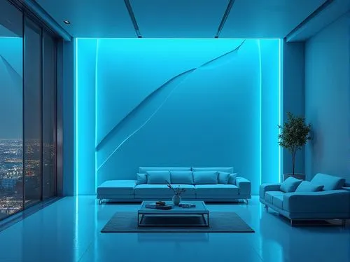 blue room,sky apartment,glass wall,electroluminescent,electric blue,blue lamp,hallway space,penthouses,blue light,apartment lounge,modern decor,sky space concept,modern room,electrochromic,interior modern design,great room,contemporary decor,modern living room,interior design,electrohome,Photography,General,Realistic