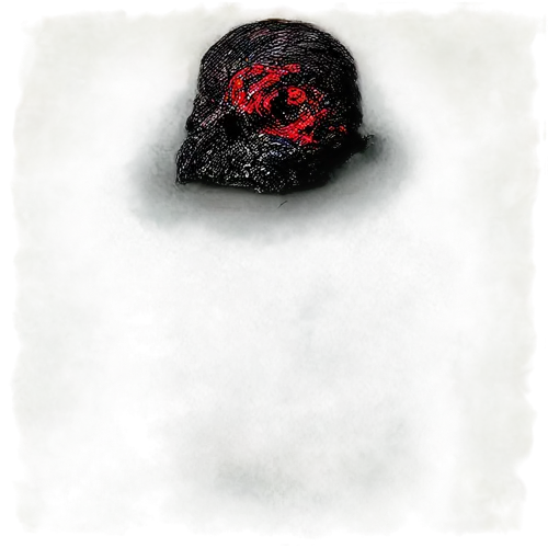 Melting skull, horror theme, glowing red eyes, dripping black liquid, cracked forehead, exposed brain, torn flesh, bony hands, spooky atmosphere, dark ambient lighting, eerie composition, shallow dept