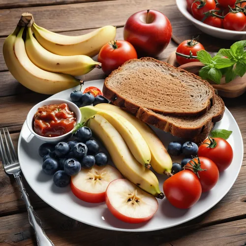 fruit plate,vegan nutrition,healthy food,health food,breakfast plate,danish breakfast plate,nutrition,summer foods,foods,means of nutrition,fruits and vegetables,healthy menu,banana bread,fruit bowl,fruit butter,super food,mediterranean diet,wooden plate,food photography,food table,Photography,General,Realistic