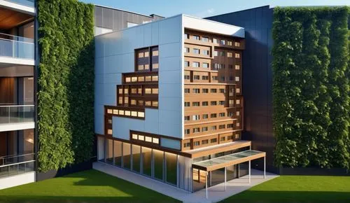 eco-construction,3d rendering,modern architecture,appartment building,cubic house,apartment building,mixed-use,apartment block,sky apartment,residential tower,smart house,modern building,bulding,modern house,an apartment,kirrarchitecture,block balcony,residential building,wooden facade,new housing development,Photography,General,Realistic