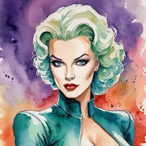 watercolor pin up,marilyn,marylyn monroe - female,femme fatale,marylin monroe,maureen o'hara - female,merilyn monroe,watercolor,elsa,popart,maraschino,watercolor paint,watercolor painting,watercolor sketch,fashion illustration,rockabella,pompadour,pencil color,vampira,retro woman,Illustration,Paper based,Paper Based 25