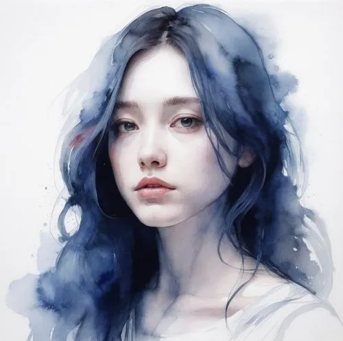 watercolor blue,hoshihananomia,blue painting,zuoying,yanzhao,kommuna,Illustration,Paper based,Paper Based 20