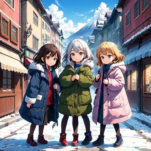 haruhi suzumiya sos brigade,winter clothing,yuki nagato sos brigade,winter clothes,winter background,desdiv,Anime,Anime,Traditional