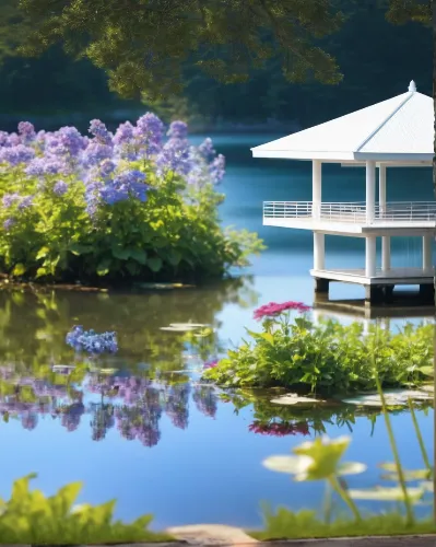 ศาลาริมน้ำสีขาว มินิมอลสไตล์สวยมืออาชีพ,landscape designers sydney,house with lake,house by the water,golden pavilion,landscape design sydney,cube stilt houses,summer house,houseboat,the golden pavili