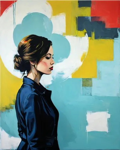 woman thinking,vettriano,experimenter,gagnon,oil painting on canvas,nielly,Conceptual Art,Oil color,Oil Color 02