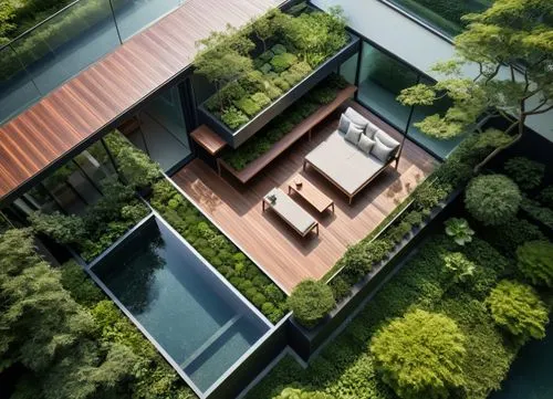 ảnh chất lượng cao, full hd,the outdoor living area is furnished with modern furniture and greenery,grass roof,glass roof,roof landscape,landscape design sydney,3d rendering,folding roof,Photography,G