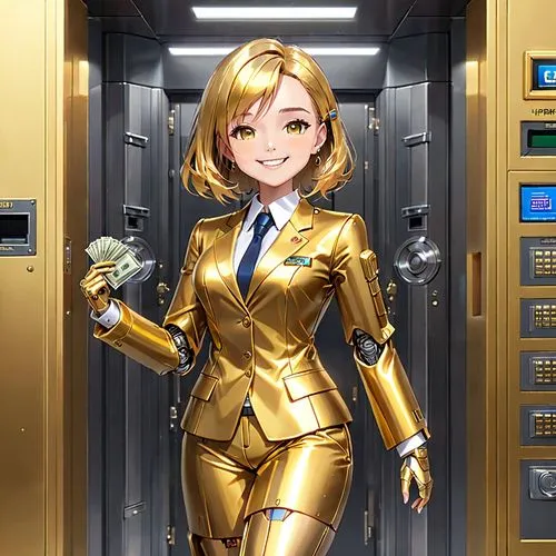 gold shop,metallic door,gold is money,gold business,automated teller machine,vending machine,gold color,locker,elevator,cg artwork,io,navy suit,gold wall,minerva,golden color,gold bullion,gold colored,honmei choco,nova,gold bar shop,Anime,Anime,General